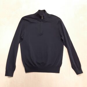 Brooks Brother Mens Supima Cotton 1/4 Zip Pullover Sweater Medium Navy Blue